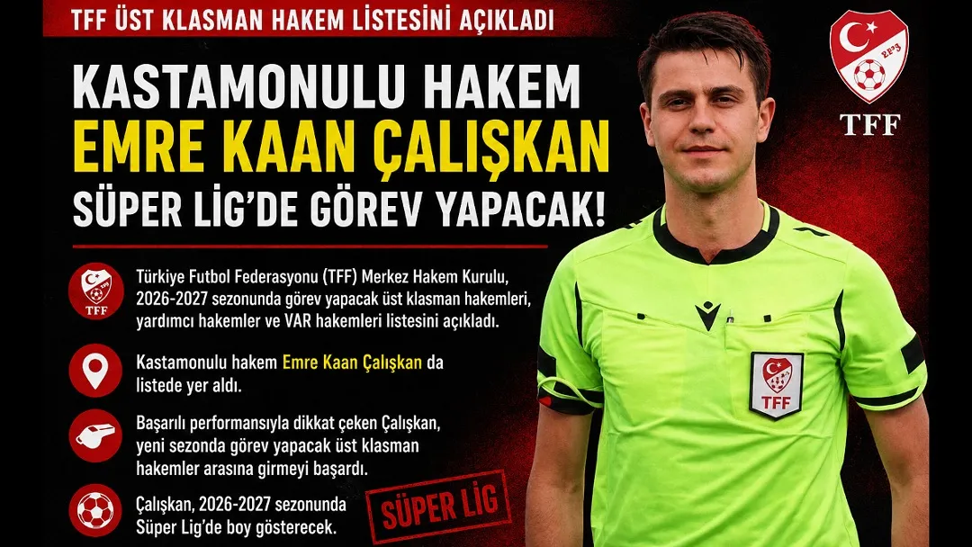 Kastamonulu Hakem Emre Kaan Çalışkan Üst Klasman Hakemleri Arasında Yer Aldı